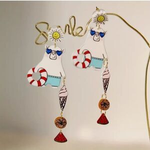 Beach ready polar bear summer whimsical novelty fun dangle earrings